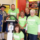 Worthing town crier Bob Smytherman with Worthing Samaritans at the launch of its static cycle ride last October. Photo by Derek Martin DM19105064a