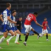 Mason Greenwood opens the scoring for Manchester United at Brighton