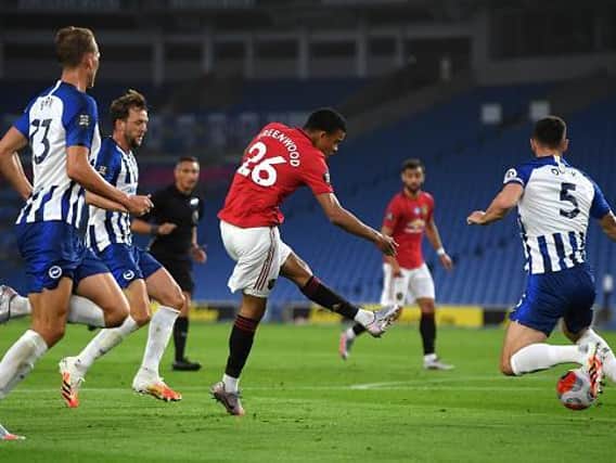 Mason Greenwood opens the scoring for Manchester United at Brighton