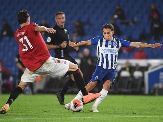 Leandro Trossard tried to get Albion on the front foot against Manchester United
