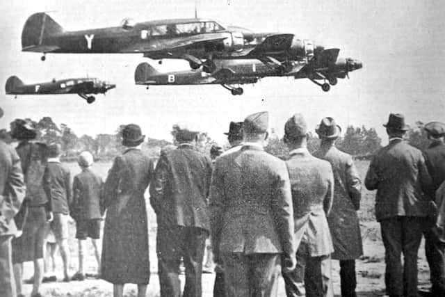Avro Anson aircraft taking off from RAF Thorney Island on Empire Day 1939