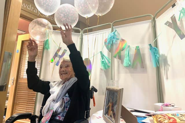 Kitty Downing celebrates her 100th birthday at Wellington Grange care home in Chichester