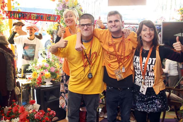 The SOLD team is looking forward to welcoming people back to the shop. Here, founder Carolyn Shrosbee, Jack Bruce, Richard Bedwell, Charlie Nicholson and Sera Bates are pictured celebrating the charity's fifth birthday in 2018. Picture: Derek Martin DM18110813a
