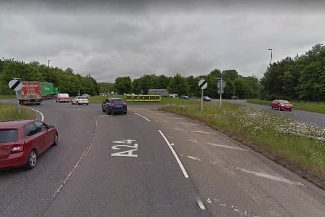 Robin Hood roundabout looking northbound from the A24 approach (Photo from Google Maps Streetview)
