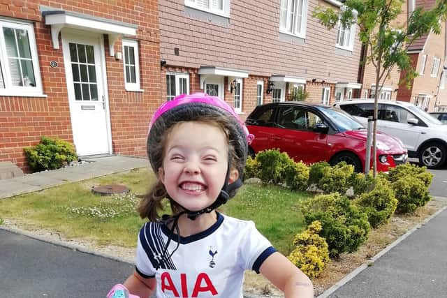 Maya Litchfield from Southwater is raising money Great Ormond Street Hospital by riding her bike every day until she starts back at school SUS-200707-110218001