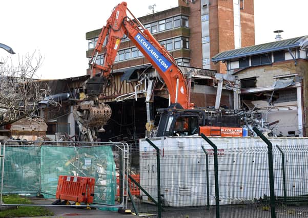 Demolition of the Martlets Hall in Burgess Hill in January. Pic Steve Robards SR20011302