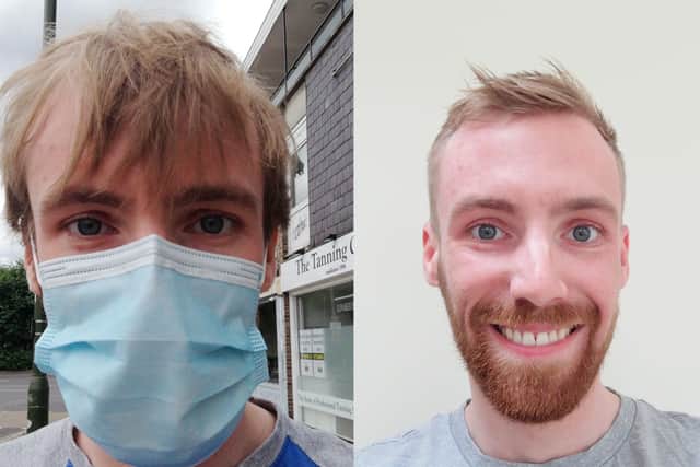 Reporter Sam Dixon-French before and after his first proper haircut in four months