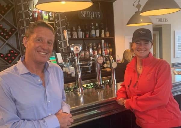 GIllian Keegan MP at the pub in Chichester