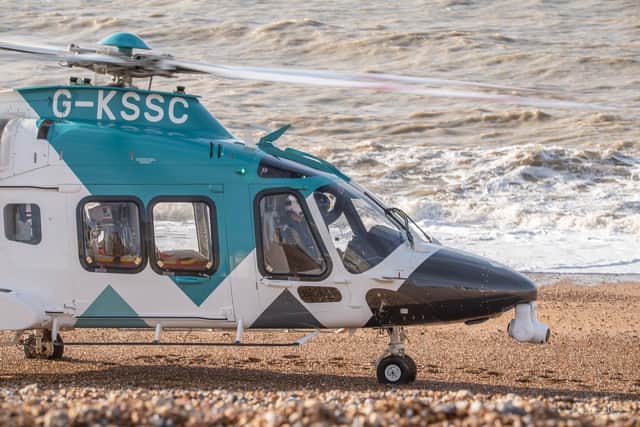 Air ambulance on Brighton beach. Picture: Andrew Taylor