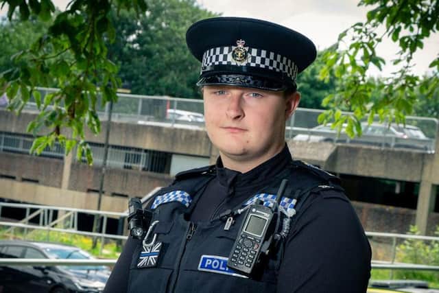 PC Charlie Ware who helped capture three burglary suspects on the run