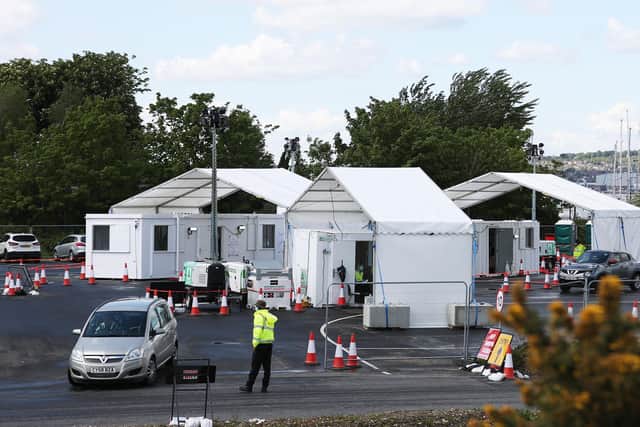 A COVID-19 testing center.  (Photo by Naomi Baker/Getty Images) PPP-200107-131437003