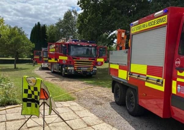 West Sussex Fire & Rescue Service said crews were called just after 1.30pm to reports of a fire in a farm building off The Street in Stedham. Photo: Midhurst Fire Station (@43Midhurst) SUS-201007-164345001