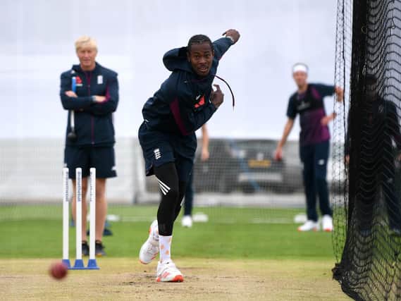 Jofra Archer bowling in the nets