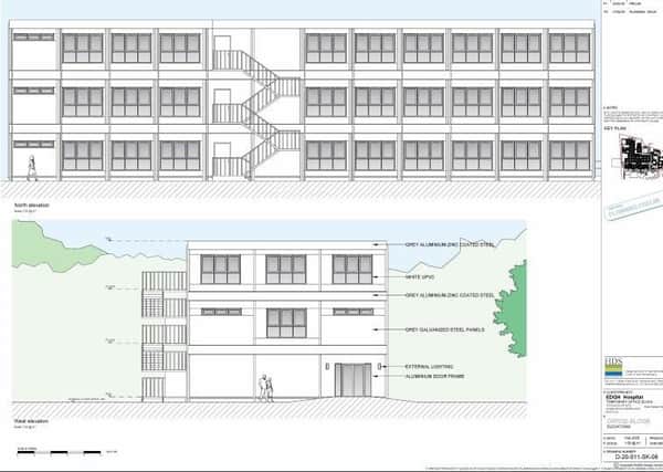 Plans for the new three-storey modular office building