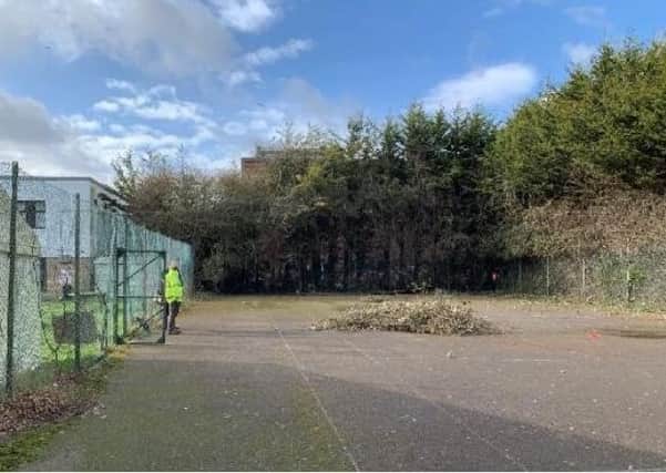 Dilapidated tennis courts at Eastbourne District General Hospital