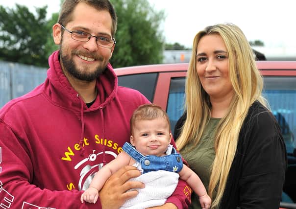 Karl and Jade Pope with their daughter Lacie at Willow Park, Chichester where they registered her birth