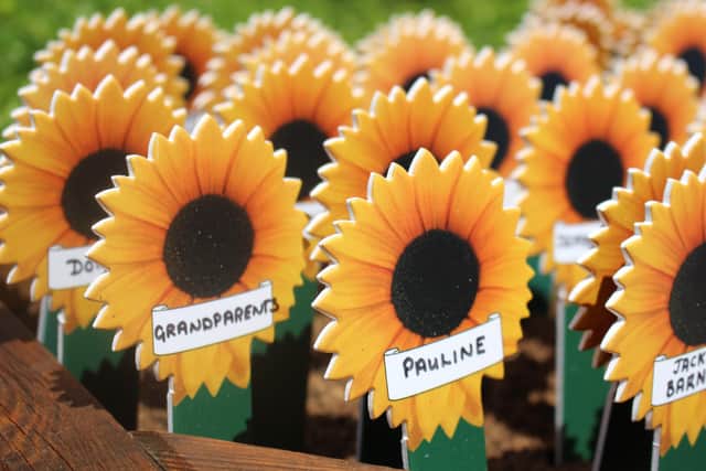 Each sunflower will bear the name of a loved one