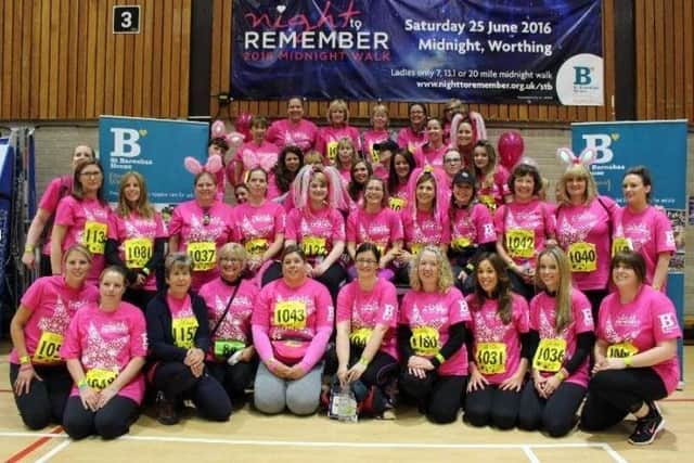 Marie Hamilton and her team Glads Girls at her first Night to Remember walk in 2016
