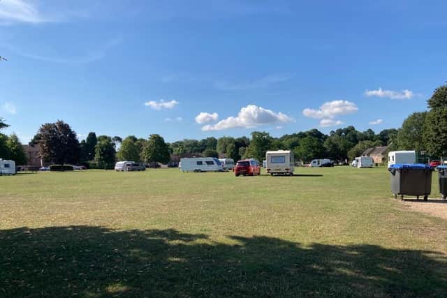 Travellers have pitched their caravans on the Needles playing field