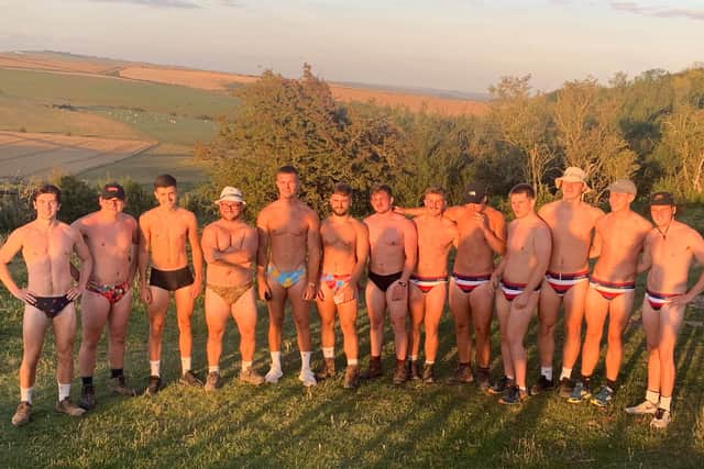 The friends at the start of the 24-hour walk in Speedos for Look Sussex