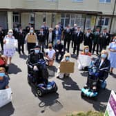 Campaigners and veterans gathered outside Princess Marina House. Pic Steve Robards