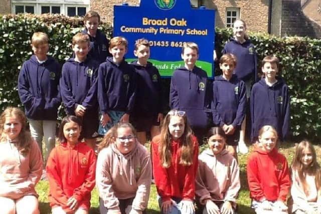 Year 6 pupils mark their last day at Broad Oak Community Primary School on Friday, July 17