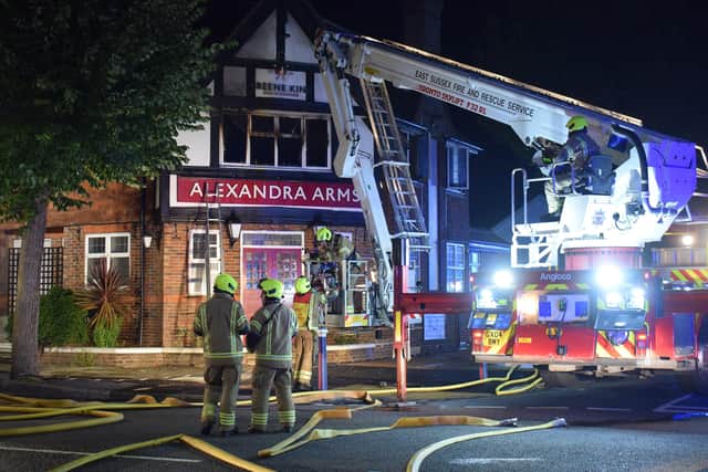Fire at the Alexandra Arms pub in Seaside on July 11, photo by Dan Jessup
