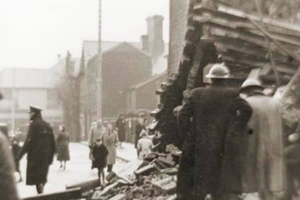 Bomb damage in Crawley during the Second World War