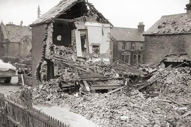 Bomb damage in Crawley during the Second World War
