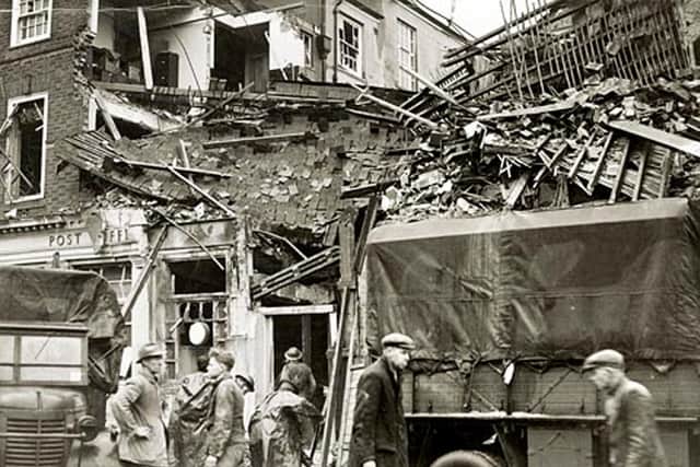 Aftermath of bombing in Crawley during the Second World War