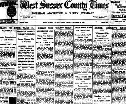 West Sussex County Times front page on Friday, October 6, 1944
