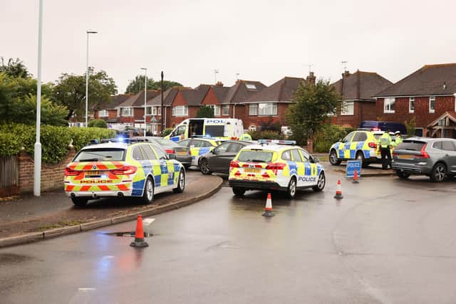 Police cars at the scene. Picture by Eddie Mitchell SUS-200725-194502001