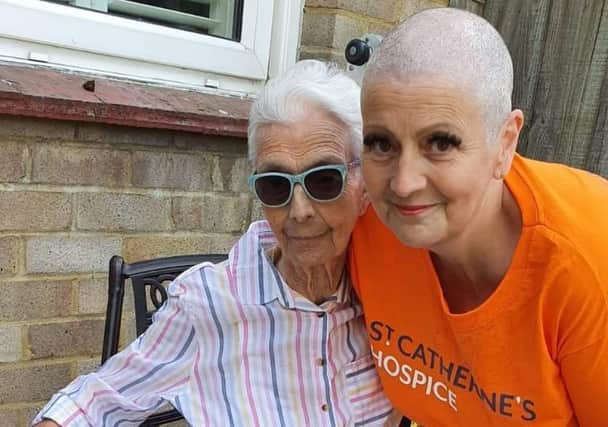 June Harvey from Horsham with her mum, Rosemary, after the head shave SUS-200727-123928001