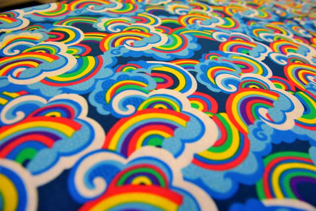 The exclusive rainbow fabric made as a thank you to Noah Evans