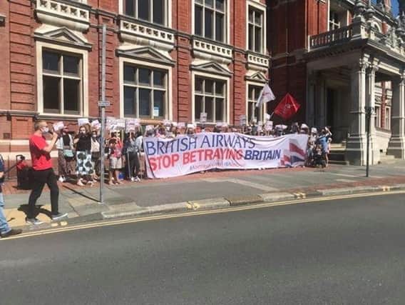 British Airways protest outside Eastbourne Town Hall SUS-200729-120042001