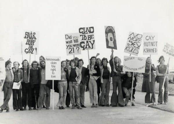 Sussex Gay Liberation Front in Brighton for Gay Day in October 1972. Picture:  Bishopsgate Institute