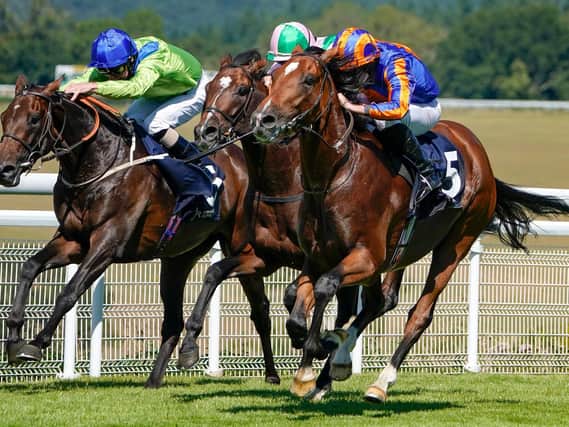 Ryan Moore (nearside) on the way to winning with Mogul on Thursday / Picture: Getty
