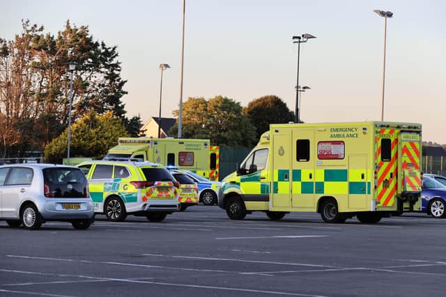 Emergency services at the scene of the collision in Worthing