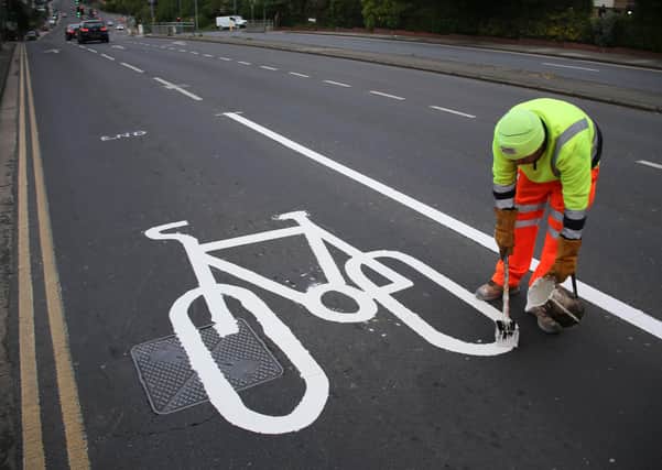 New cycleway in Old Shoreham Road in Hove