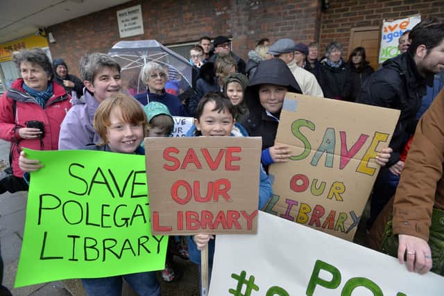 Save Polegate Library protest walk (Photo by Jon Rigby) SUS-171120-094239008