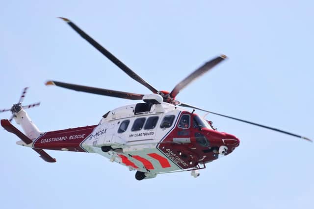 The coastguard helicopter during the search