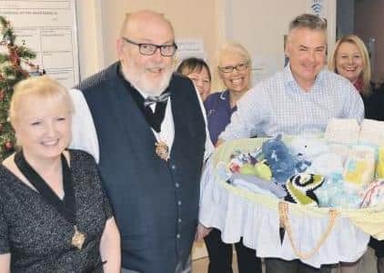 Cathie Peckham and midwives at Worthing Hospital, meeting East Worthing and Shoreham MP Tim Loughton after the launch of the Baby Basics project in December 2018