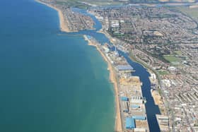 Shoreham Port from the air. Photo by Paul Bowie. SUS-200704-130006001