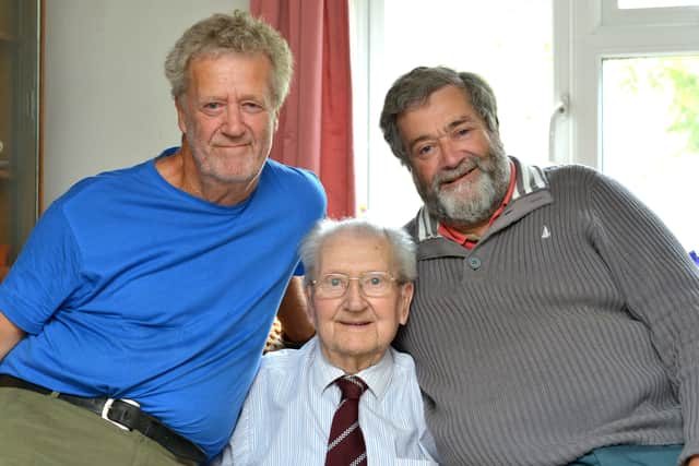 Arthur Howell with his sons, Martin (left) and Mike. Picture: Peter Cripps