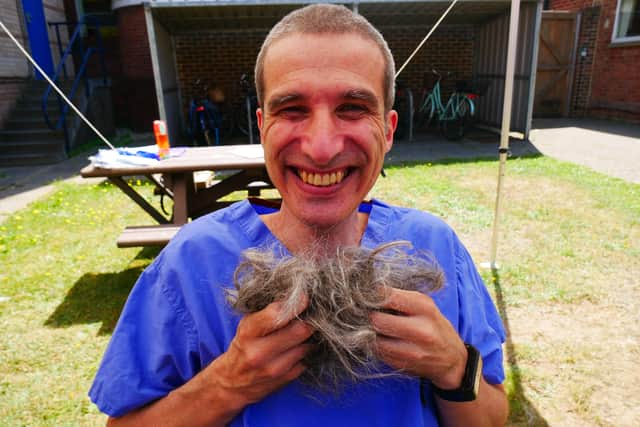Miguel Oliveira, a consultant orthopaedic surgeon at St Richard’s Hospital, has shaved off his lockdown hair, raising more than £1,700 for a local NHS charity, in aid of his colleagues SUS-200708-141926001