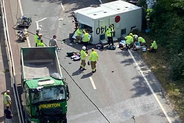 The scene of the collision on the A27 at Lewes. Picture: Melanie Beck