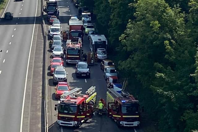The scene of the collision on the A27 at Lewes. Picture: Melanie Beck