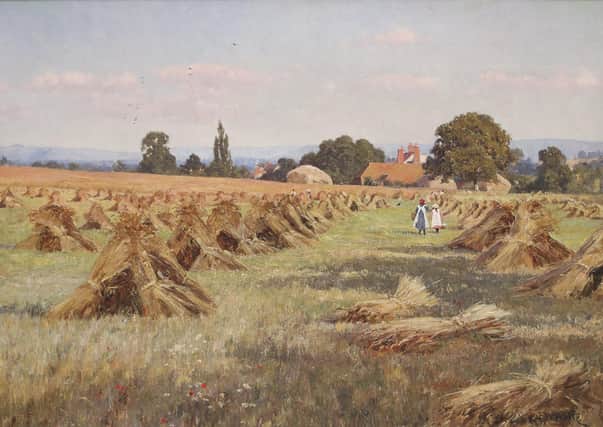 Cornfields at Fittleworth, a signed oil on canvas  from 1919 by Edward Wilkins Waite, priced at £12,000 with Burlington