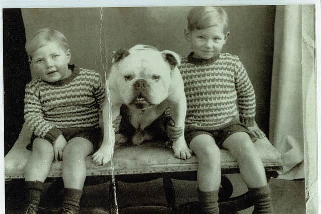 Stan the bulldog with the McKenzie brothers around 1945-46