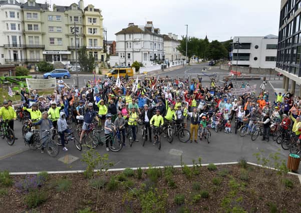 Eastbourne seafront rally for family friendly cycle path (Photo by Jon Rigby) SUS-191006-145148001